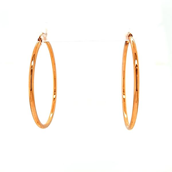 14k Rose Gold 40mm Plain Hoop Gold Earrings Arezzo Jewelers Elmwood Park, IL