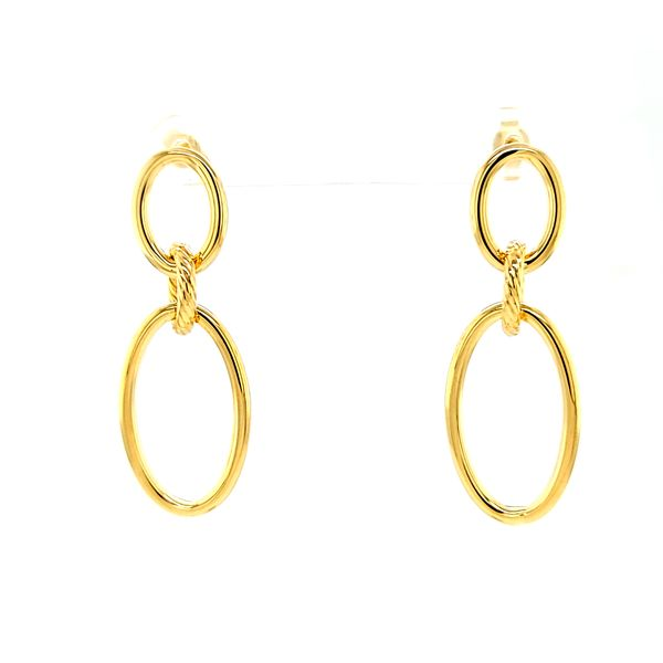 14k Yellow Gold Oval Designer Dangle Earrings Arezzo Jewelers Elmwood Park, IL