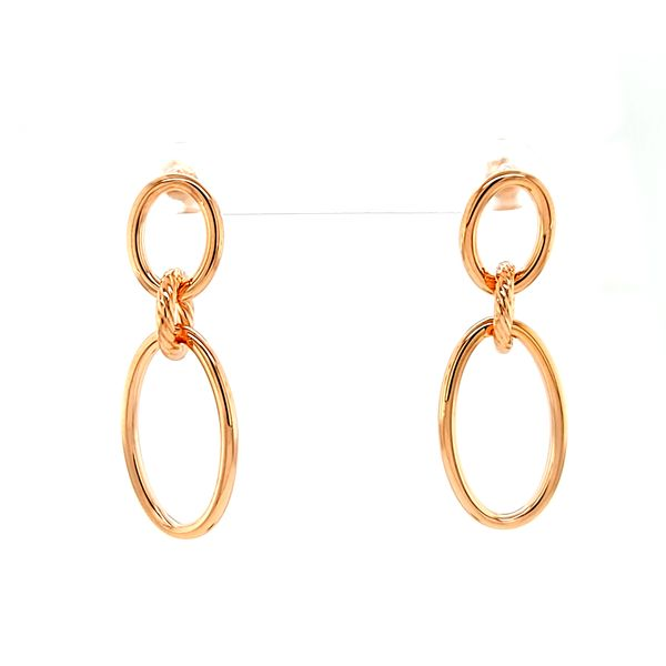 14k Rose Gold Oval Designer Dangle Earrings Arezzo Jewelers Elmwood Park, IL