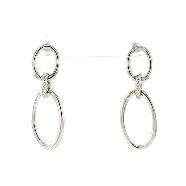 14k White Gold Oval Designer Dangle Earrings Arezzo Jewelers Elmwood Park, IL