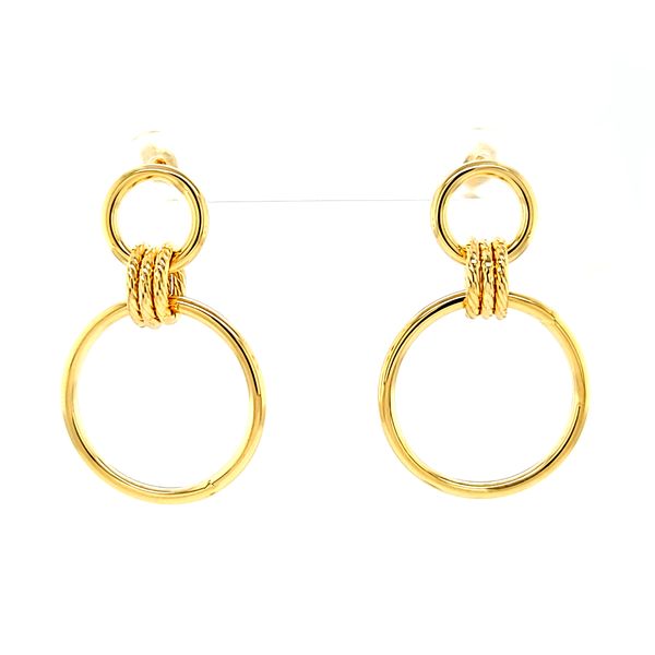 14k Yellow Gold Italian Design Circle Dangle Earrings Arezzo Jewelers Elmwood Park, IL
