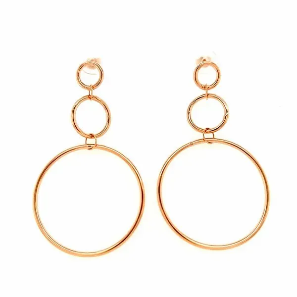 14k Rose Gold Italian Designer Circle Dangle Earrings Arezzo Jewelers Elmwood Park, IL