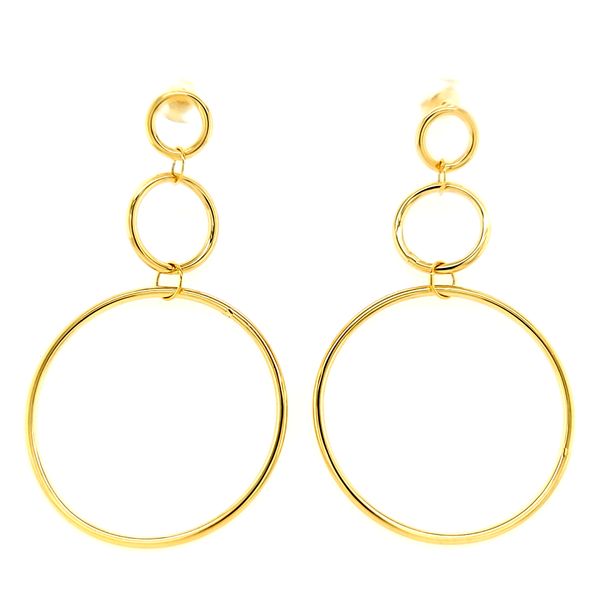 14k Yellow Gold Italian Designer Circle Dangle Earrings Arezzo Jewelers Elmwood Park, IL