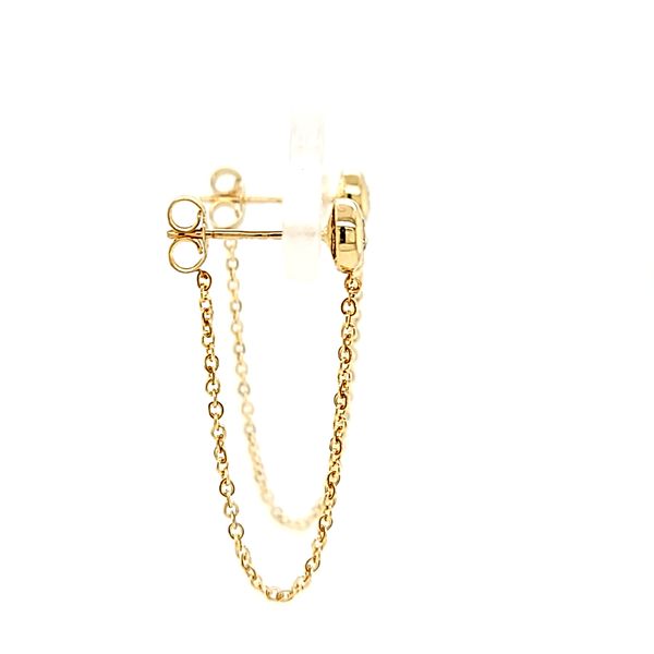 14kt Yellow Gold Bezel CZ Chain Stud Earrings Image 3 Arezzo Jewelers Elmwood Park, IL