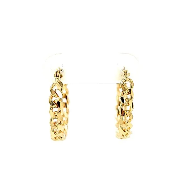 14kt Yellow Gold 3.6mm Curb Link Hoop Earrings Image 2 Arezzo Jewelers Elmwood Park, IL