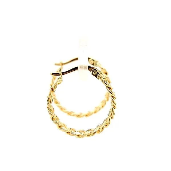 14kt Yellow Gold 3.6mm Curb Link Hoop Earrings Image 3 Arezzo Jewelers Elmwood Park, IL