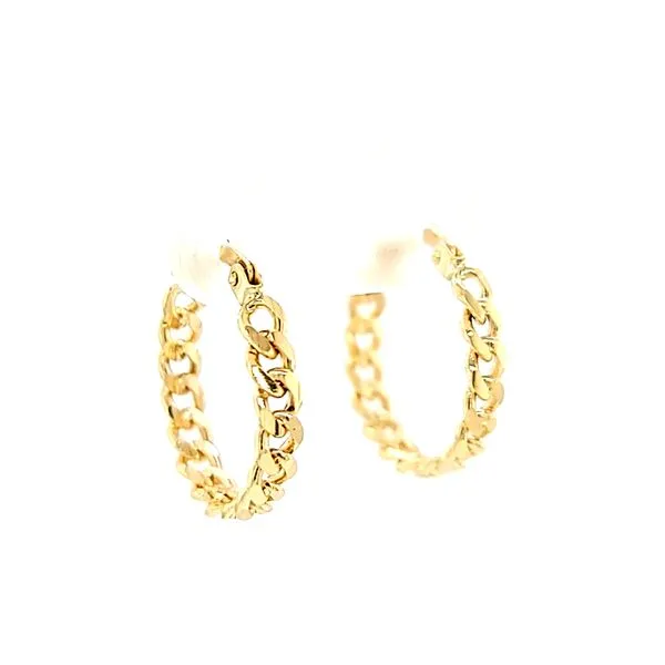 14kt Yellow Gold 3.6mm Curb Link Hoop Earrings Arezzo Jewelers Elmwood Park, IL