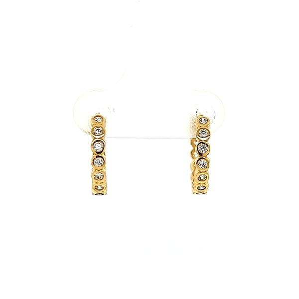 14kt Yellow Gold Bezel Set CZ 15mm Huggie Earrings Image 2 Arezzo Jewelers Elmwood Park, IL