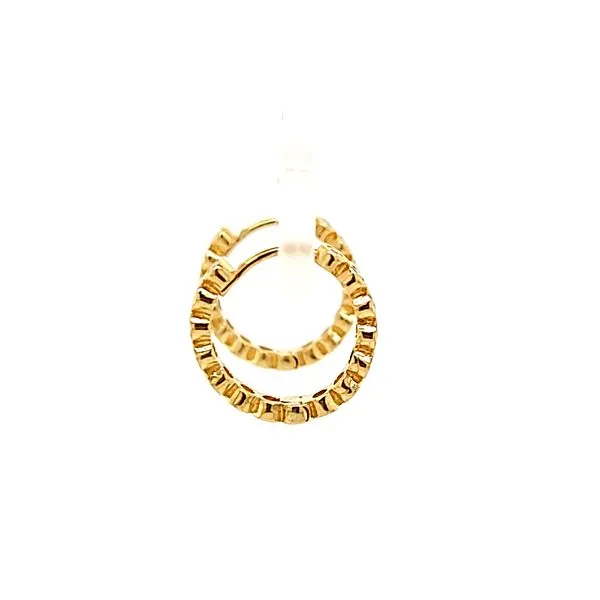 14kt Yellow Gold Bezel Set CZ 15mm Huggie Earrings Image 3 Arezzo Jewelers Elmwood Park, IL