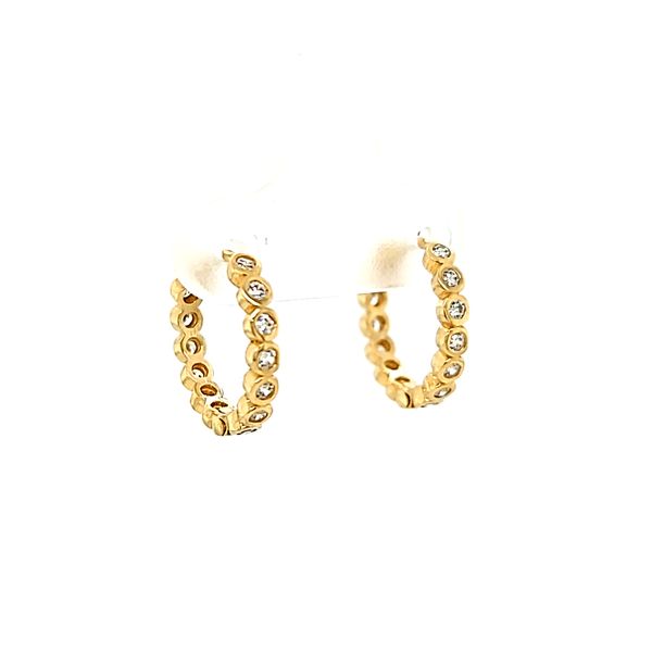 14kt Yellow Gold Bezel Set CZ 15mm Huggie Earrings Arezzo Jewelers Elmwood Park, IL