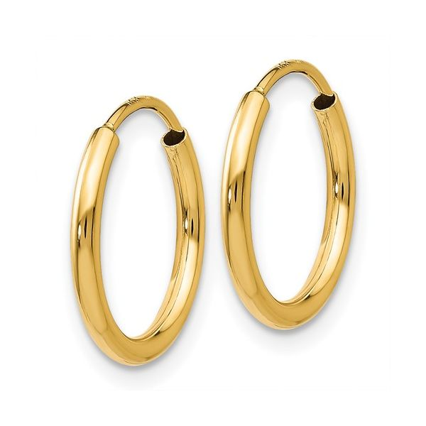 14k 1.5mm Small Round Endless Hoop Earrings Image 2 Arezzo Jewelers Elmwood Park, IL