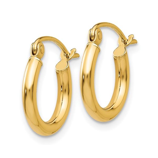14k 2 x 12mm Small Tube Hoop Earrings Image 2 Arezzo Jewelers Elmwood Park, IL