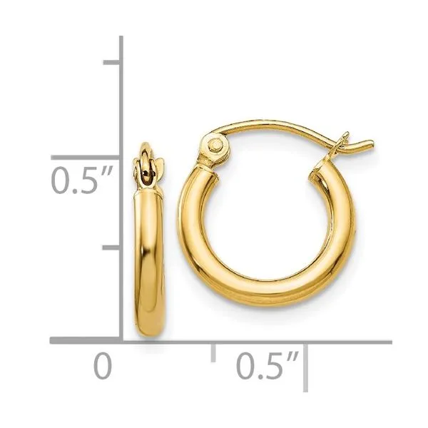 14k 2 x 12mm Small Tube Hoop Earrings Image 3 Arezzo Jewelers Elmwood Park, IL