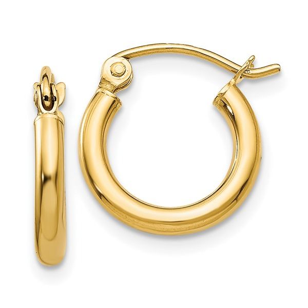 14k 2 x 12mm Small Tube Hoop Earrings Arezzo Jewelers Elmwood Park, IL