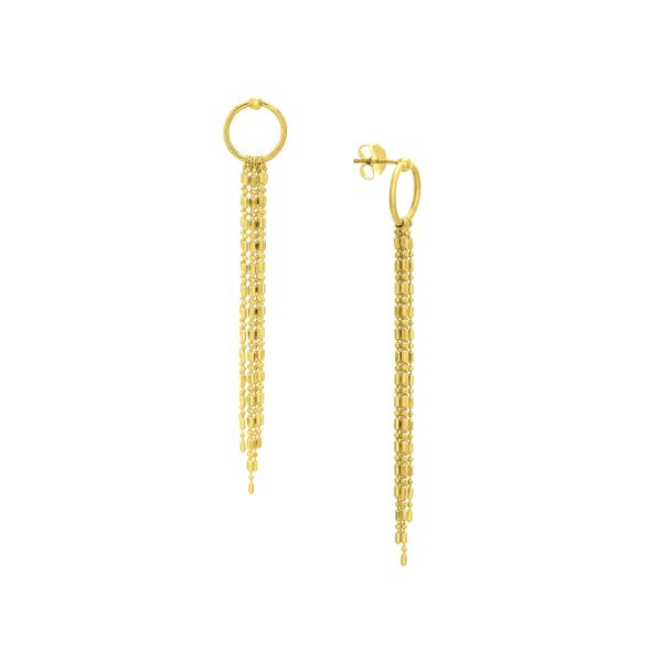 14k Yellow Gold Circle Tassel Earrings Arezzo Jewelers Elmwood Park, IL