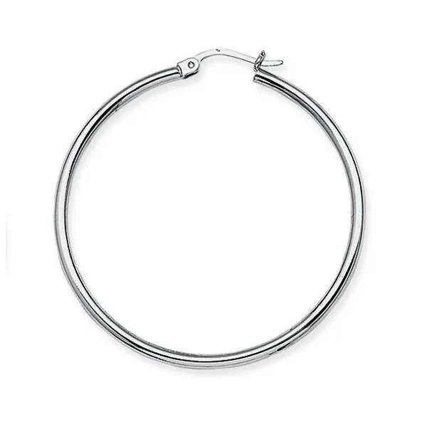 14k White Gold 40mm Hoop Earrings Arezzo Jewelers Elmwood Park, IL