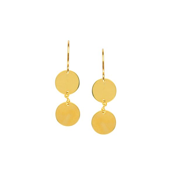 14k Yellow Gold Circle Dangle Earrings Arezzo Jewelers Elmwood Park, IL