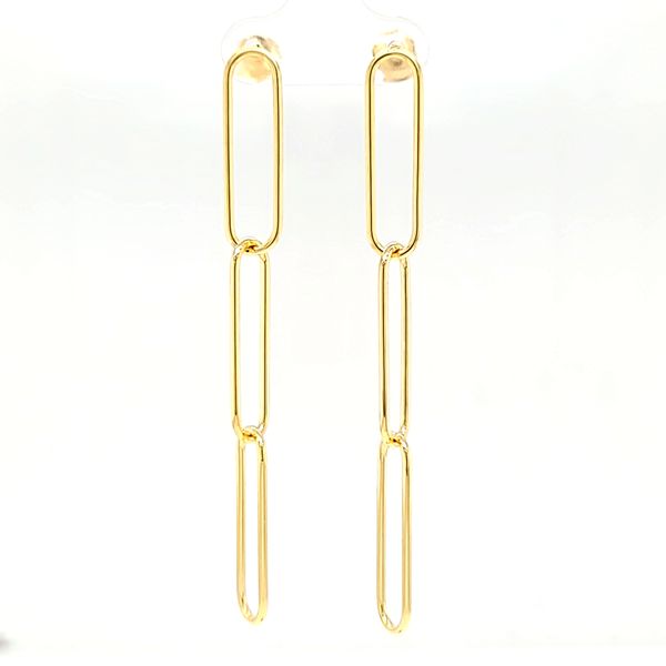 14k Yellow Gold Paper Clip Link Dangle Earrings Arezzo Jewelers Elmwood Park, IL