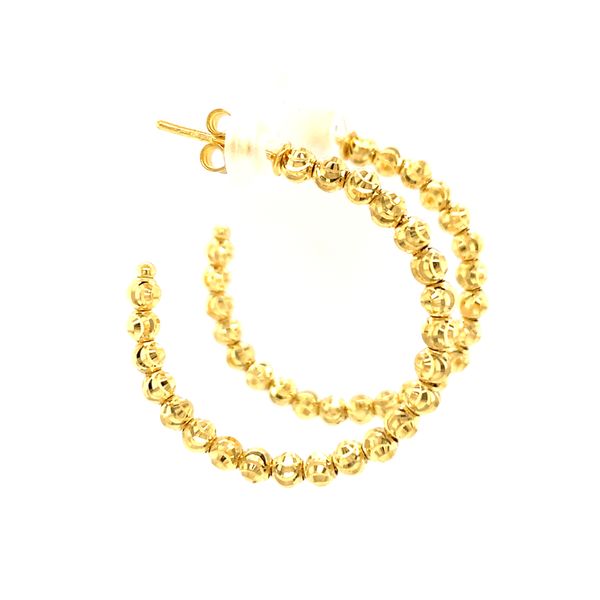 18k Yellow Gold Moon Cut Hoop Earrings Image 4 Arezzo Jewelers Elmwood Park, IL