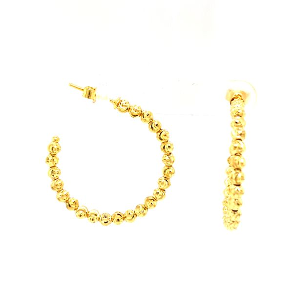 18k Yellow Gold Moon Cut Hoop Earrings Arezzo Jewelers Elmwood Park, IL