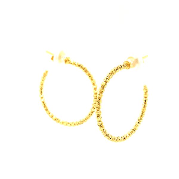 18k Yellow Gold Moon Cut Hoop Earrings Image 2 Arezzo Jewelers Elmwood Park, IL