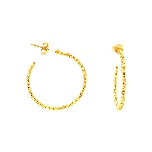 18k Yellow Gold Moon Cut Hoop Earrings Arezzo Jewelers Elmwood Park, IL