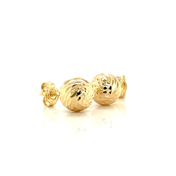 14k Yellow Gold 8mm Moon Cut Ball Earrings Image 2 Arezzo Jewelers Elmwood Park, IL