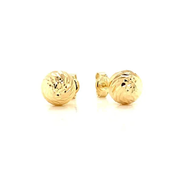 14k Yellow Gold 8mm Moon Cut Ball Earrings Image 3 Arezzo Jewelers Elmwood Park, IL