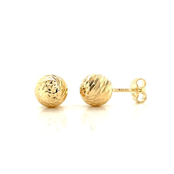 14k Yellow Gold 8mm Moon Cut Ball Earrings Arezzo Jewelers Elmwood Park, IL