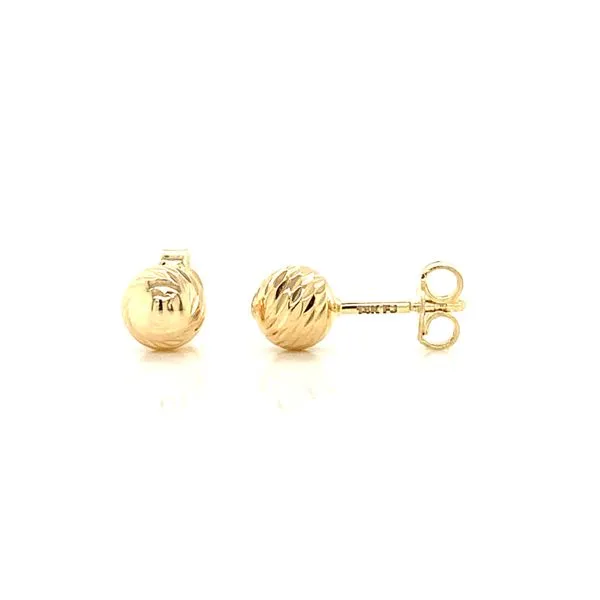 14k Yellow Gold 6mm Moon Cut Ball Earrings Arezzo Jewelers Elmwood Park, IL