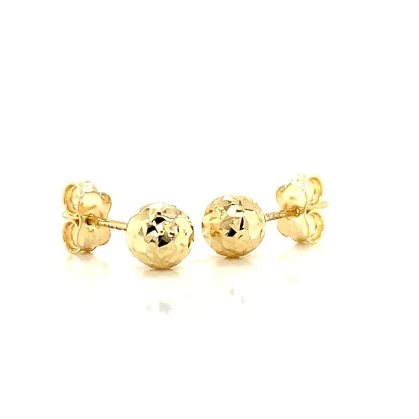 14k Yellow Gold 6mm Moon Cut Ball Earrings Image 2 Arezzo Jewelers Elmwood Park, IL