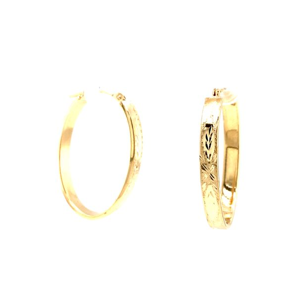 14k Yellow Gold Oval Hoop Earrings Image 2 Arezzo Jewelers Elmwood Park, IL