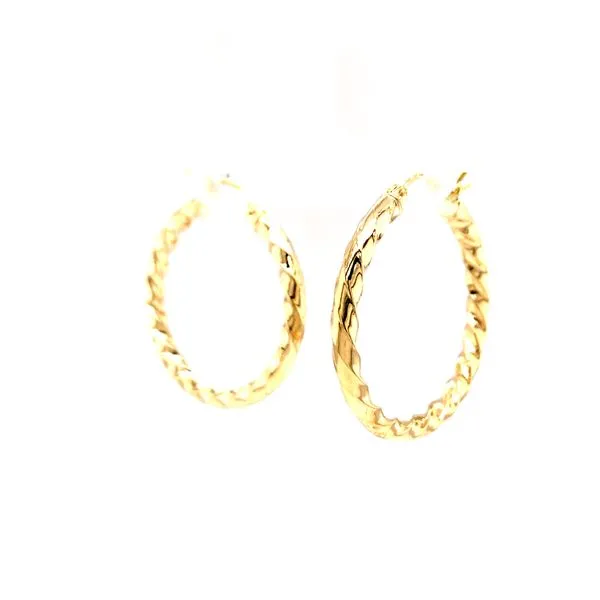 14k Yellow Gold 30mm Twisted Hoop Earrings Image 2 Arezzo Jewelers Elmwood Park, IL