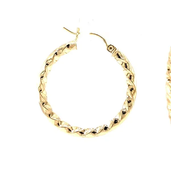 14k Yellow Gold 30mm Twisted Hoop Earrings Image 3 Arezzo Jewelers Elmwood Park, IL
