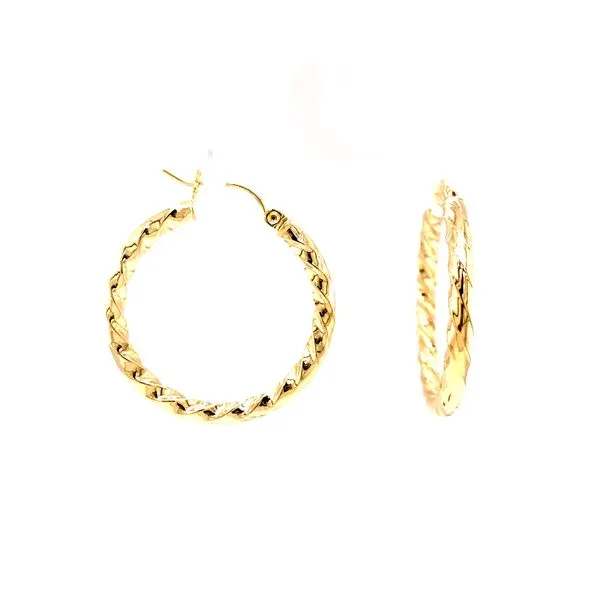 14k Yellow Gold 30mm Twisted Hoop Earrings Arezzo Jewelers Elmwood Park, IL