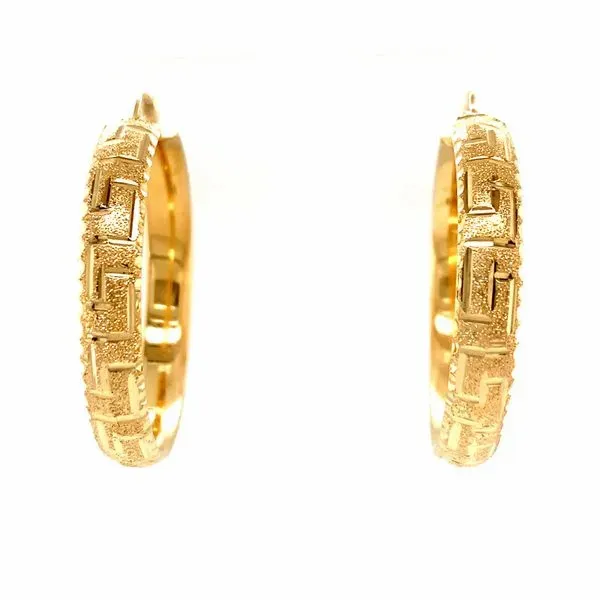 14k Yellow Gold Carved Hoop Earrings Arezzo Jewelers Elmwood Park, IL