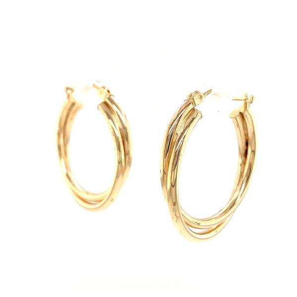 14k Yellow Gold Double Hoop Earrings Image 2 Arezzo Jewelers Elmwood Park, IL