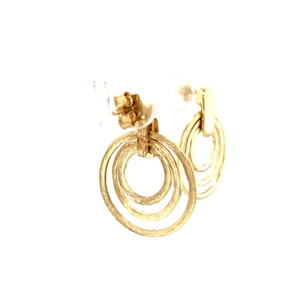 14k Yellow Gold Circle Dangle Earrings Image 2 Arezzo Jewelers Elmwood Park, IL