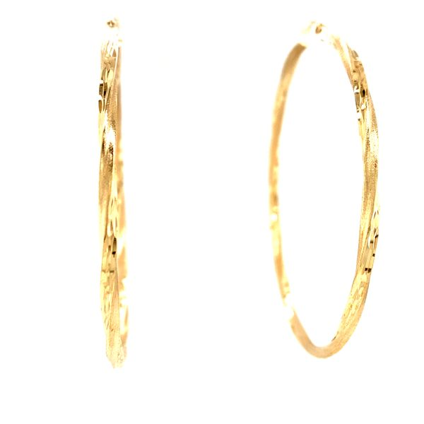 14k Yellow Gold 60mm Twisted Hoop Earrings Image 2 Arezzo Jewelers Elmwood Park, IL