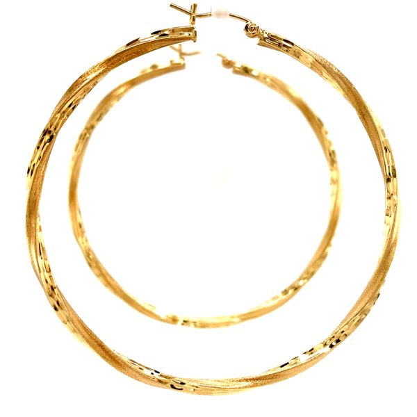 14k Yellow Gold 60mm Twisted Hoop Earrings Image 3 Arezzo Jewelers Elmwood Park, IL