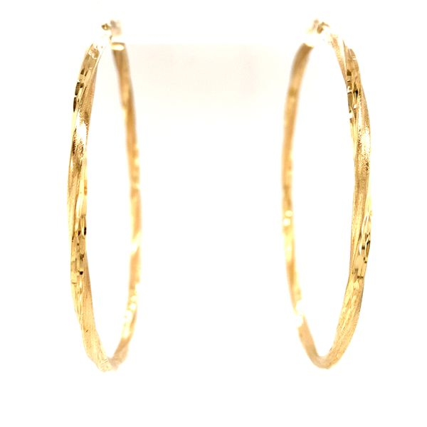 14k Yellow Gold 60mm Twisted Hoop Earrings Arezzo Jewelers Elmwood Park, IL