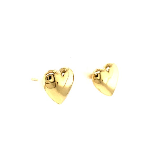 14k Yellow Gold Puffed Heart Earrings Image 2 Arezzo Jewelers Elmwood Park, IL