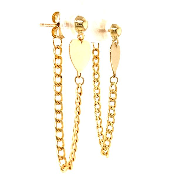 14kt Yellow Gold Heart Dangle Earrings Image 2 Arezzo Jewelers Elmwood Park, IL