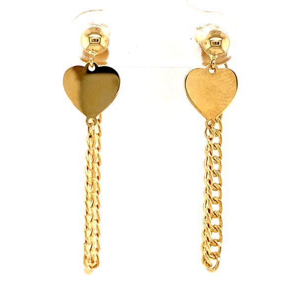 14kt Yellow Gold Heart Dangle Earrings Arezzo Jewelers Elmwood Park, IL