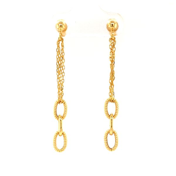 14k Yellow Gold Drop Link Earrings Arezzo Jewelers Elmwood Park, IL