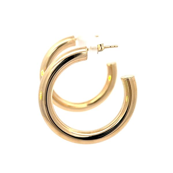 14k Yellow Gold 5mm Hoop Earrings Image 3 Arezzo Jewelers Elmwood Park, IL
