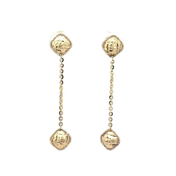 14k Yellow Gold Diamond Cut Dangle Earrings Arezzo Jewelers Elmwood Park, IL