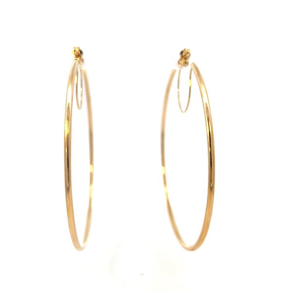 14K Yellow Gold 65mm Hoop Earrings Image 2 Arezzo Jewelers Elmwood Park, IL