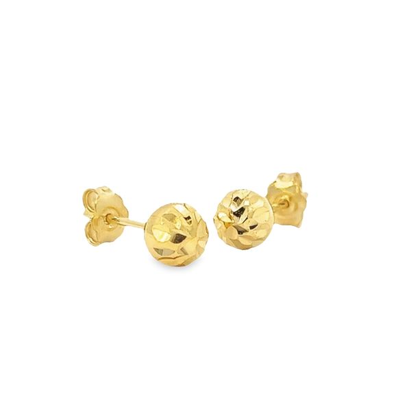 14k Yellow Gold 6.4mm Ball Earrings Image 2 Arezzo Jewelers Elmwood Park, IL