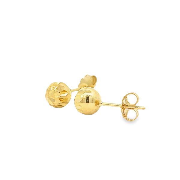 14k Yellow Gold 6.4mm Ball Earrings Image 3 Arezzo Jewelers Elmwood Park, IL